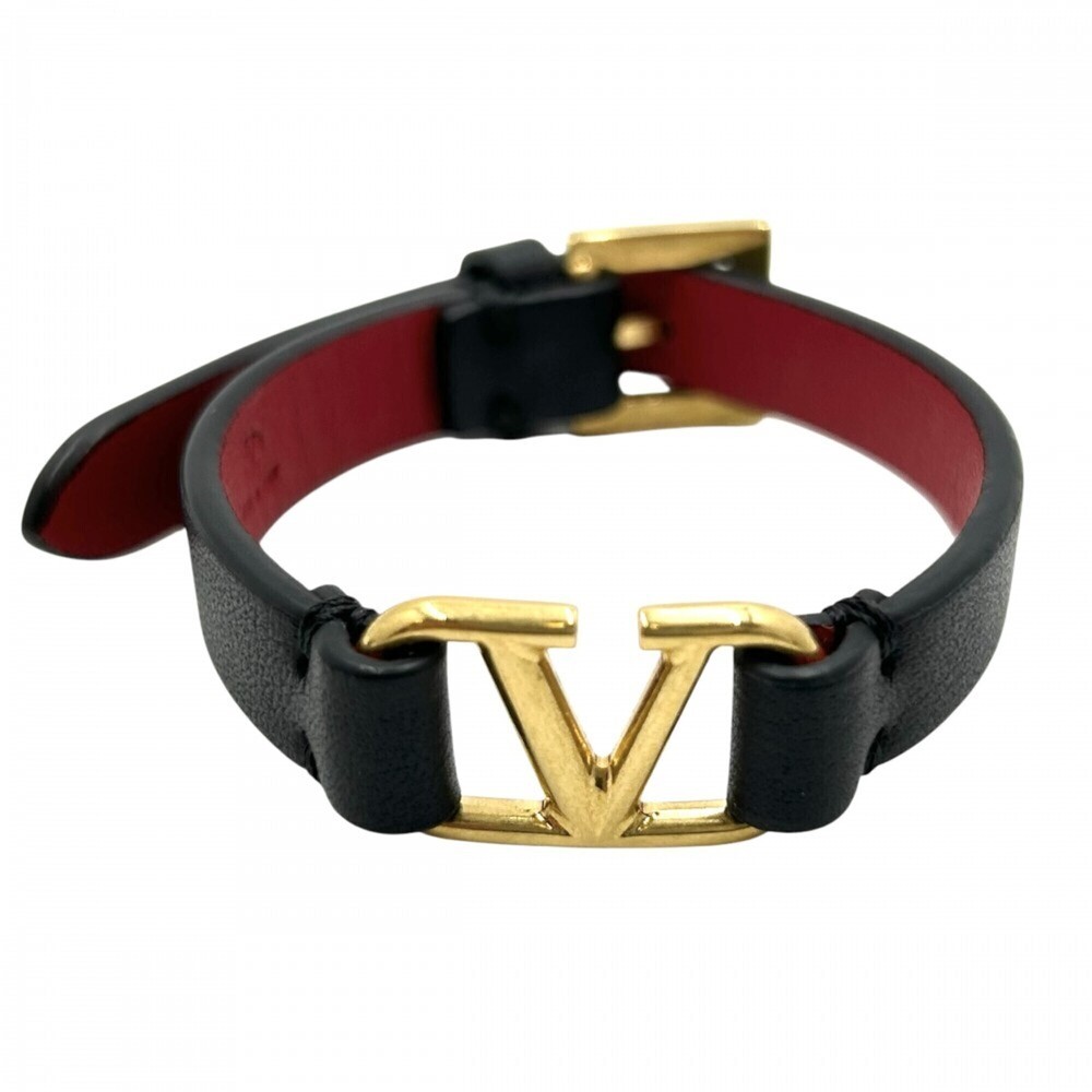 VALENTINO GARAVANI Black Leather Charm Bracelet